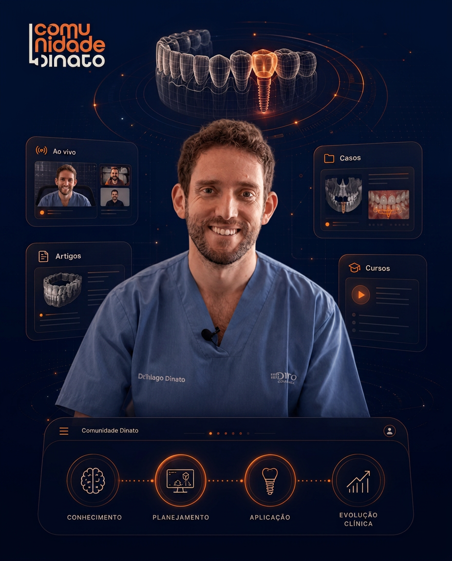 Dr. Thiago Dinato e a plataforma da Comunidade Dinato com cursos, casos clínicos, aulas ao vivo e artigos